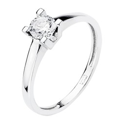 18kts witgouden solitaire ring met zirkonia 5 mm 19400-OB