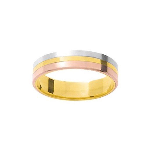 Anillo Oro Tricolor Blanco Y Rosa 18kts Argyor-MRM 5mm (18)080B50 Alianza Tricolor