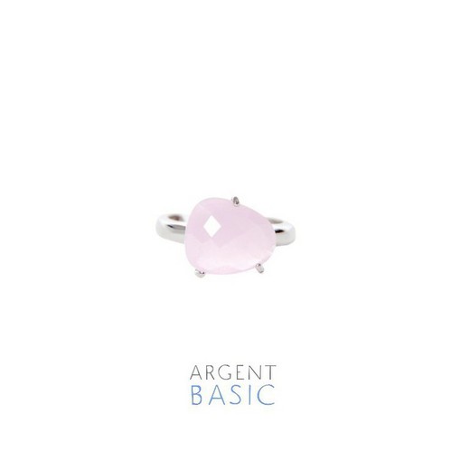 Anello d'argento di base d'argento Pietra rosa ANRS001PR