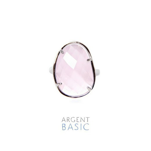 Anello in argento base argent rosa pietra rosa ANRS001R