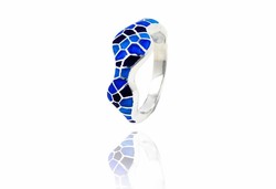 Anillo Plata Arior 1182295EPU-Talla 10 Ondas Trencadis Azul