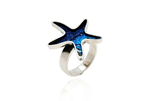 Anillo Plata Arior 1183014XPU-Talla 10 Estrella Mar-Itim Azul