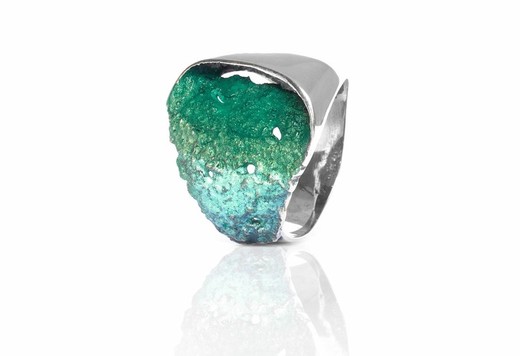 Anillo Plata Arior 1183236XPU-Talla 22 Gala Verde Esmeralda