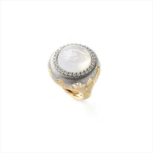 Anillo Plata Bicolor Dorada Sovrani J5693 Opalo Con Circonitas