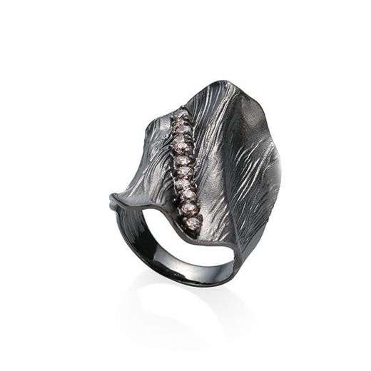 Anillo Plata Negra Argent Basic ANRM030N/10 Circonitas Champagne