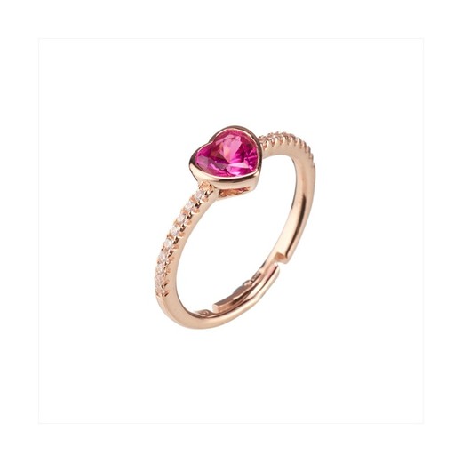 Anillo Plata Rosa Sovrani J8033-M12 Circonitas Corazón Con Cristal Fucsia