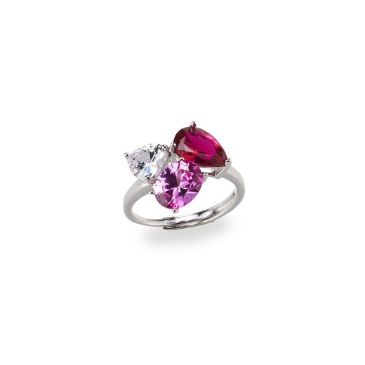 Anillo Plata Sovrani J8123M12 Circonitas Bicolor Fucsia