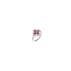 Anillo Plata Sovrani J9853M14 Flor Circonitas Bicolor Rojo