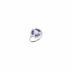 Anillo Plata Sovrani J9865M14 Flor Circonitas Blancas Bicolor Azul