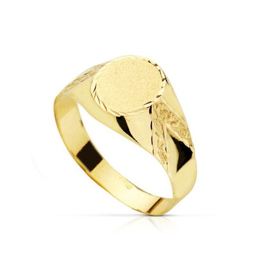 18kt gouden Cadet Signet Ring Hollow Ovaal Communie 07000164