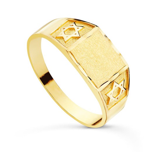 Μασίφ 18 καράτια χρυσό δαχτυλίδι Cadet Signet David Star 9x7,5mm 25000107