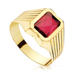 Cadet Signet Ring Gold 18kts Rubi Stone Spinel 8x6mm 14039-RO