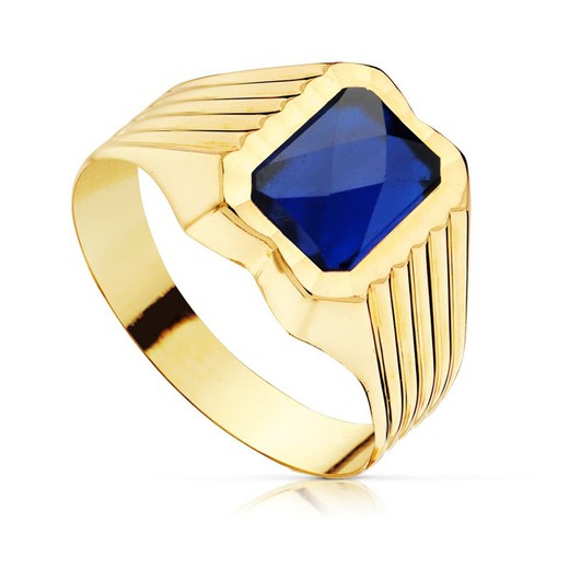 18 καρατίων χρυσό δαχτυλίδι Cadet Signet Sapphire Spinel 8x6mm 14039-AZ