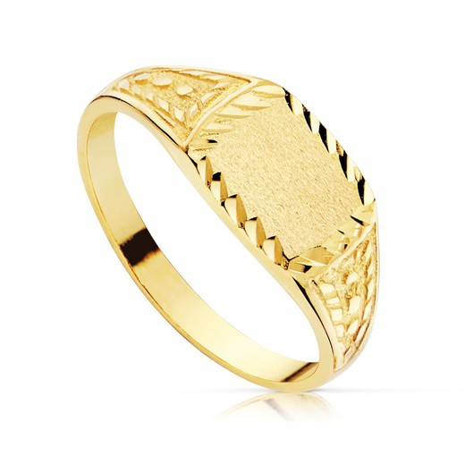 Carved 18kt Gold Cadet Signet Ring 07000695