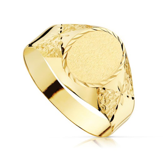 Κοίλο σκαλισμένο χρυσό δαχτυλίδι Cadet Signet 07000155