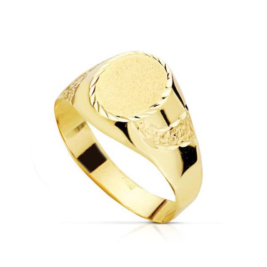 Cadet Signet Ring Gold 18k Hollow Carving 07000157