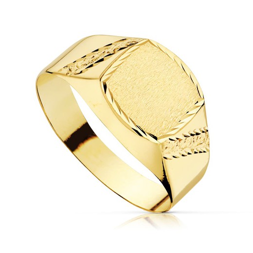 Hollow Carved Gold Cadet Signet Ring 07000158