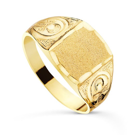 Signet Ring for Men 18k Gold Cross of Life Brightness Width 12x10mm P904102