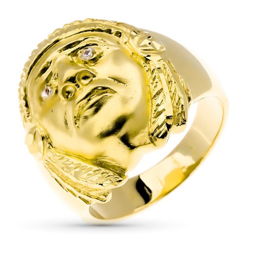 Signet Ring Man Gold 18k American Indian Width 20mm P4065