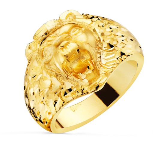 Δαχτυλίδι Signet Man Gold 18k Σκαλιστό Λιοντάρι Πλάτος 17mm P647