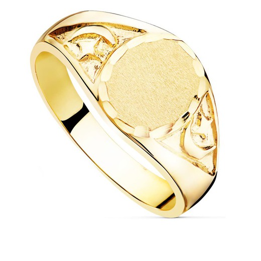 Solid Oval Carved 18kt Gold Man Signet Ring 15x11mm P904120