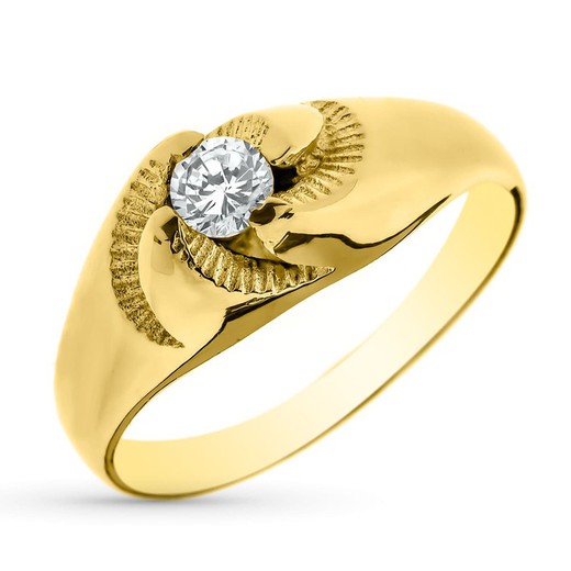 Cadet Solitaire Ring 18 Karat Gold Zirkonia 08000075