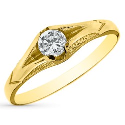 Cadet Solitaire Ring Goud 18k Zirkonia 4mm Ongevoerd 02000034