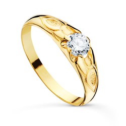 Cadet Solitaire Ring 18k Solid Gold Shine Zirconia 4,2 mm Breedte 5 mm 02000035