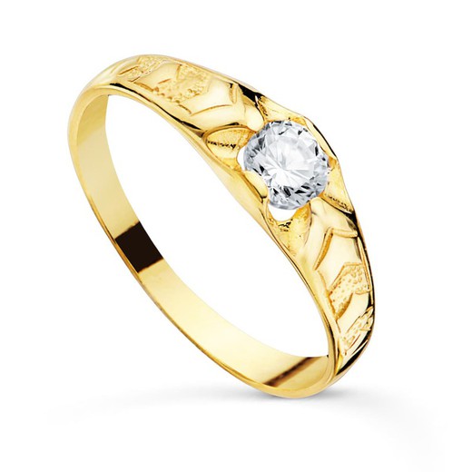 Kadett Solitaire Ring 18k Solid Gold Shine Zirconia 4,2 mm Bredd 5 mm 02000036