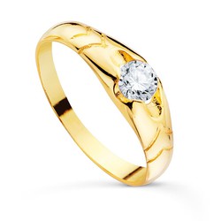 Cadet Solitaire Ring 18k Solid Gold Shine Zirconia 4.5mm Width 5.5mm 02000033