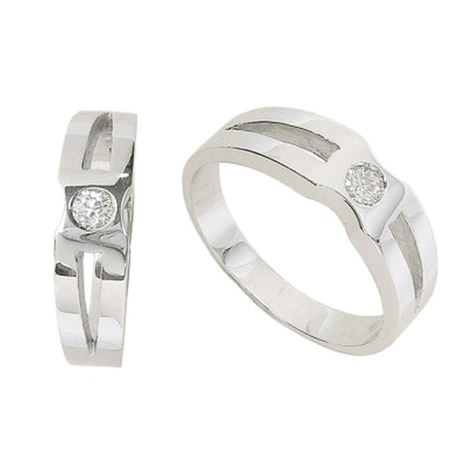 Bague solitaire pour homme en or blanc 18 carats diamant brillant 0,16 3,5 mm 0106421