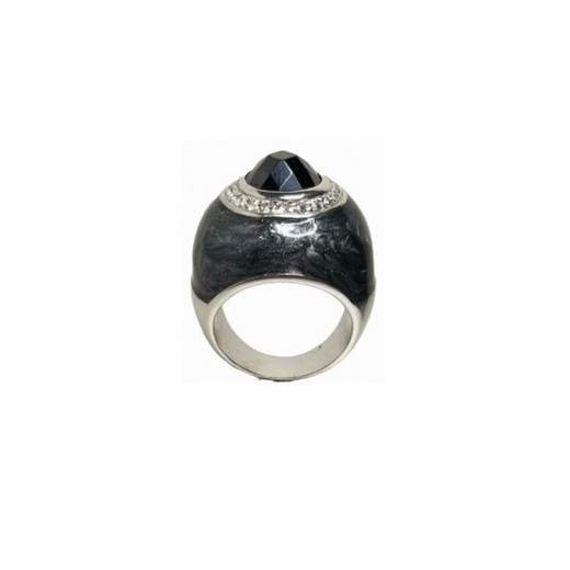 Anillo Xernus Plata 1RG2221 Circonitas Y Cristal Negro