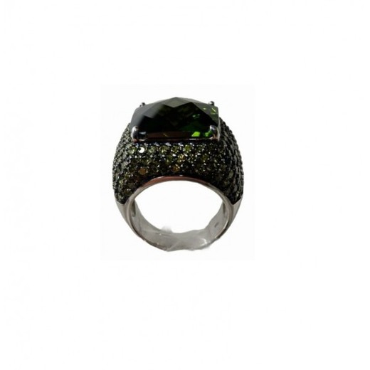 Anillo Xernus Plata 1RG2226 Circonitas Cristal Verde