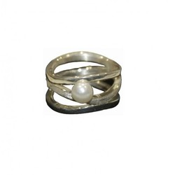 Anillo Xernus Plata 3NF27121 Tiras Entrelazadas Perla