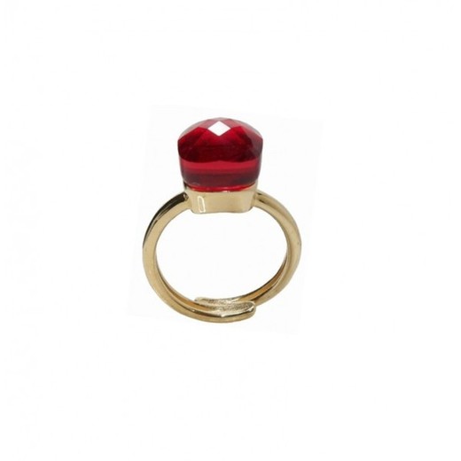 Anillo Xernus Plata Dorada 3XE2889 Cristal Rojo