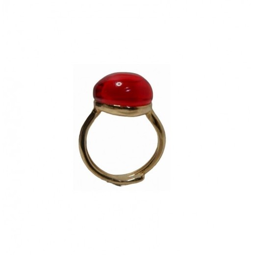 Anillo Xernus Plata Dorada 3XE2995 Cristal Rojo