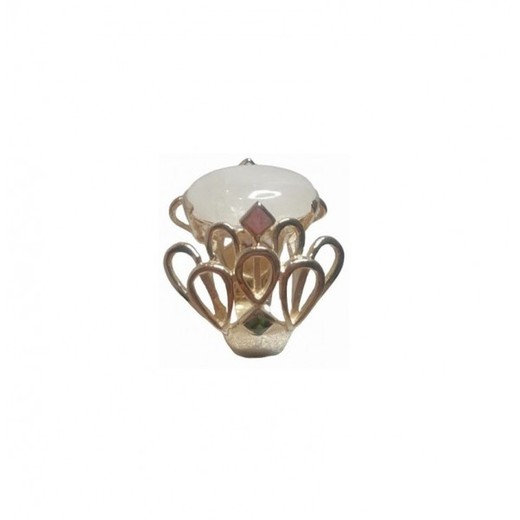 Anillo Xernus Plata Dorada NF2568 Cristal Blanco