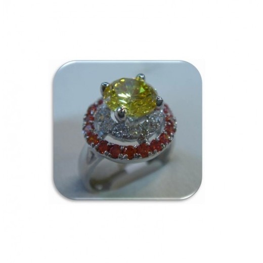 Anillo Xernus Plata NF1671 Peridoto Circonitas Y Granate