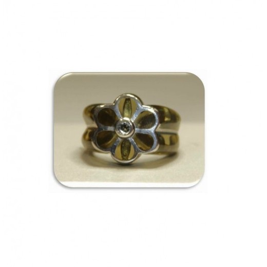 Anillo Xernus Plata NF1740 Floral Con Incrustaciones De Resina