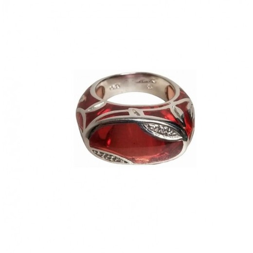 Anillo Xernus Plata NF1769 Resina Roja