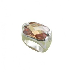 Anillo Xernus Plata NF2003 Cristal Topacio Engastado