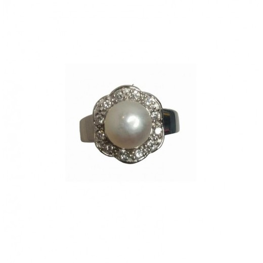 Anillo Xernus Plata NF2946 Flor Con Circonitas Y Perla