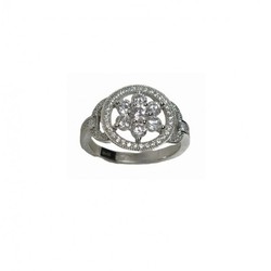 Anillo Xernus Plata NF3278 Floral Con Circonitas