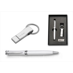 Bolígrafo + USB 16GB Pierre Cardin PTX09/3K Acero Bicolor Blanco