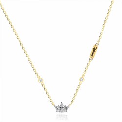 Disney Catena Bicolor Oro Argento 18kt 18K0003C Corona di Diamanti