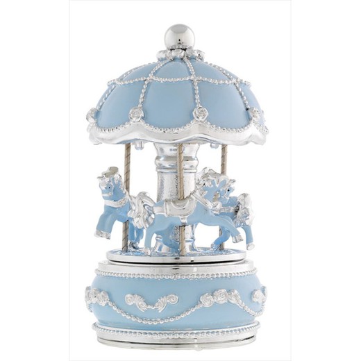 Carrousel Musical Caballitos Celeste B4181C 10x18cm