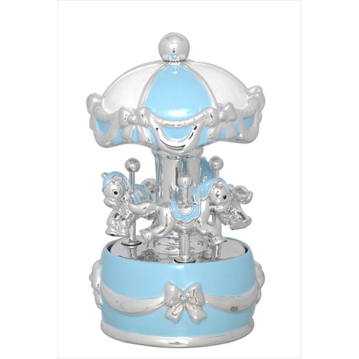 Carrousel Musical Caballitos Celeste B4186-05C 9x17cm