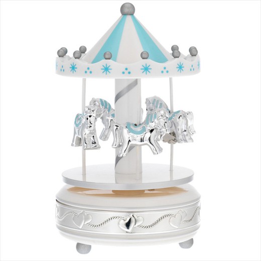 Carrousel Musical Caballitos Celeste B4201-02C 10x18cm