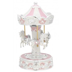 Carrousel Musical Caballitos Rosa B4182-02R 12x22cm