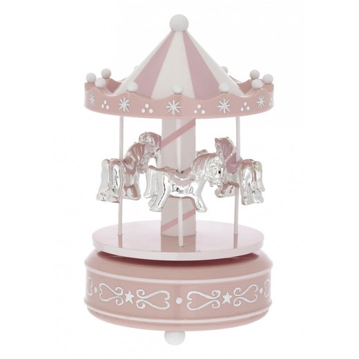 Carrousel Musical Caballitos Rosa B4200R 10x18cm